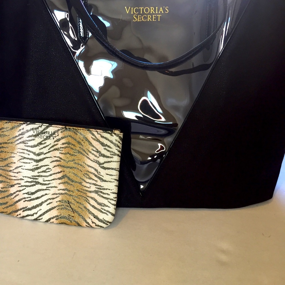 Victoria Secret See Thru Black Tote With AP Case